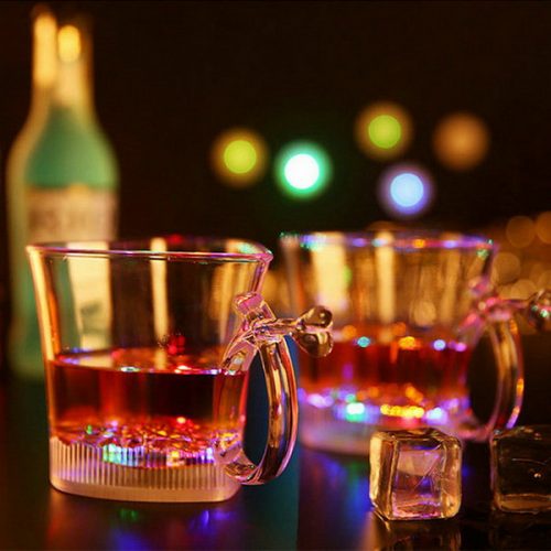 10oz led flashing drinking glass heart shape