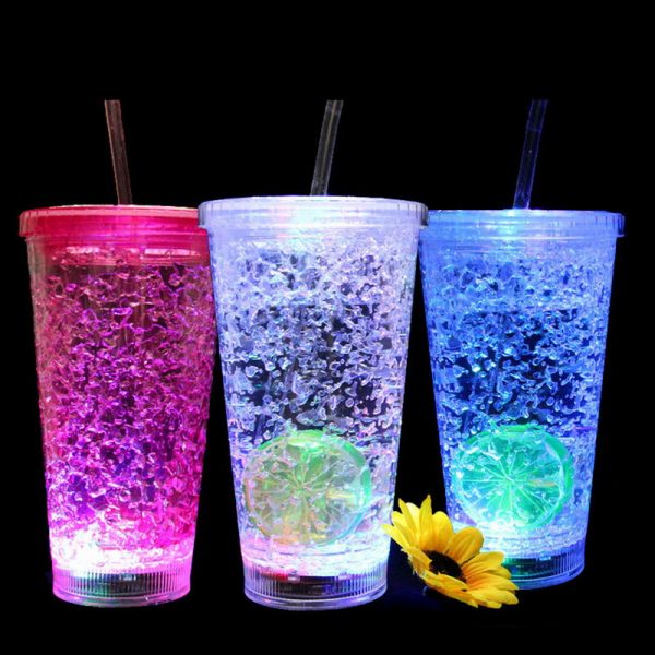 16oz led flashing double wall Frosty tumbler