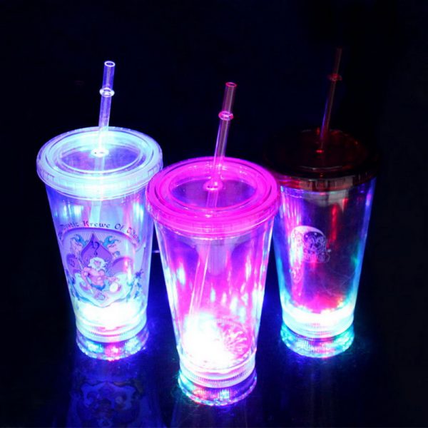 16oz light up double wall tumbler with straw