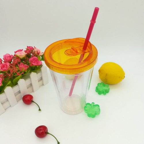 16oz double wall acrylic milkshake tumbler with straw