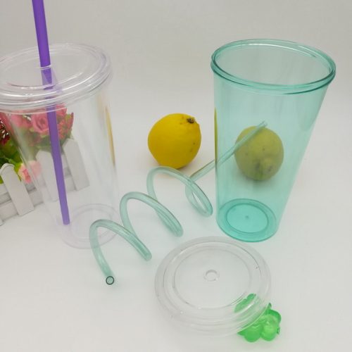 24oz single wall curly straw milkshake Tumblers with Curly Straw