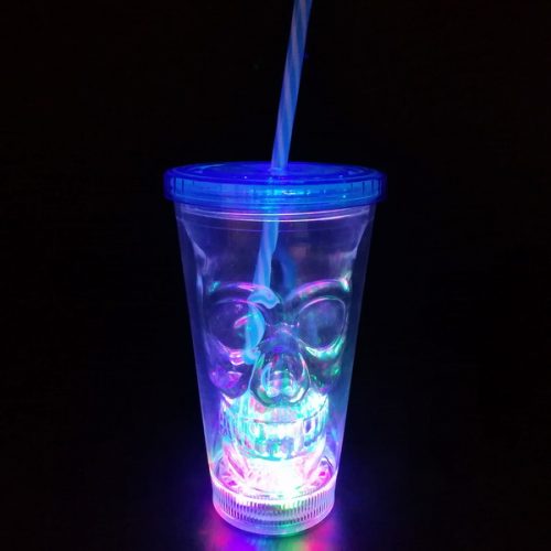 14OZ Led Plastic double wall skull tumbler - Party supplier of Ningbo ...