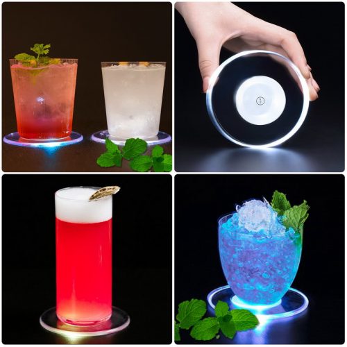 Round Square Acrylic cup coaster with LED light