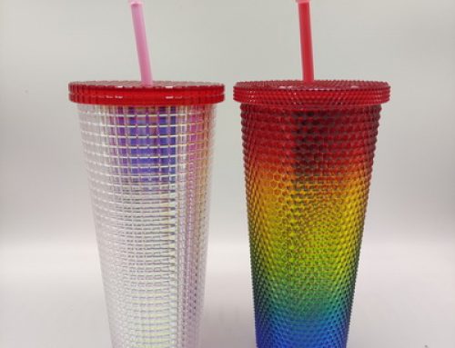 24oz Acrylic Studded Tumbler Cups double wall matte diamond Cups With Straw and Lid food grade